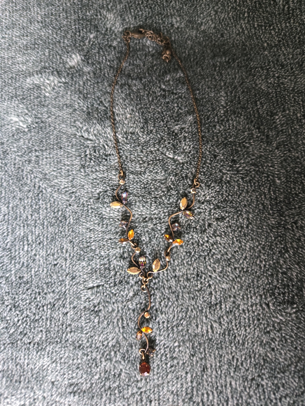 Gold-Tone Multi-Color Leaf Pendant Necklace